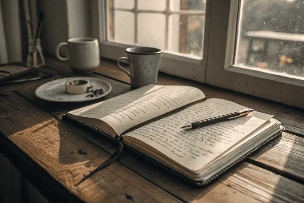 Alt Text: Open journal with handwritten prayers and soft morning light inviting peaceful reflection